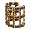 Vintage Chanel Gold Chain and Black Leather Cuff Bracelet - Image 3