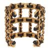 Vintage Chanel Gold Chain and Black Leather Cuff Bracelet - Image 5