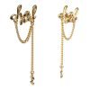 Chanel Logo Drop Chain Earrings Gold Metal - Image 3