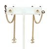 Chanel Logo Drop Chain Earrings Gold Metal - Image 4