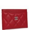 Chanel Card Holder Wallet Red Lambskin Silver Hardware - Image 2