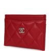Chanel Card Holder Wallet Red Lambskin Silver Hardware - Image 3