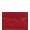 Chanel Card Holder Wallet Red Lambskin Silver Hardware - Image 4