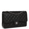 Chanel Jumbo Classic Double Flap Bag Black Caviar Silver Hardware - Image 2