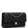 Chanel Medium Classic Double Flap Bag Black Quilted Caviar Silver Hardware - Image 2