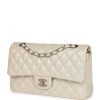 Pre-owned Chanel Medium Classic Double Flap Pearlescent Ivory Caviar Brushed Silver Hardware - Image 5
