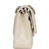 Pre-owned Chanel Medium Classic Double Flap Pearlescent Ivory Caviar Brushed Silver Hardware - Image 3