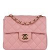 Vintage Chanel Mini Square Flap Light Pink Lambskin Gold Hardware