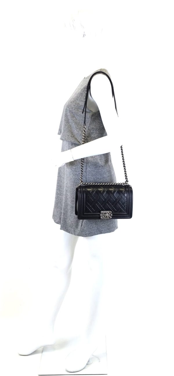 Boy Lattice Weave New Medium Leather Bag - Image 11