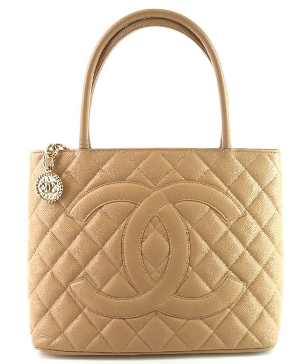 Medallion Quilted Caviar Leather Tote Bag