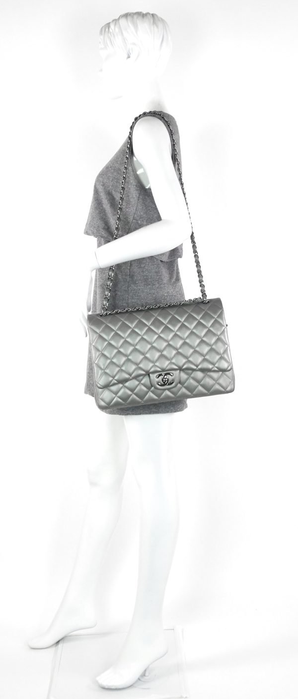 Double Flap Quilted Lambskin Leather Bag - Image 11