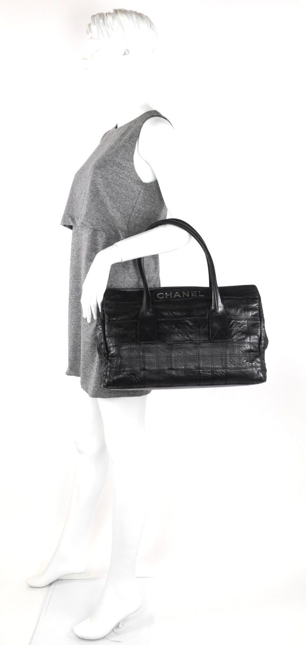 Square Stitch LAX Lambskin Leather Tote Bag - Image 12