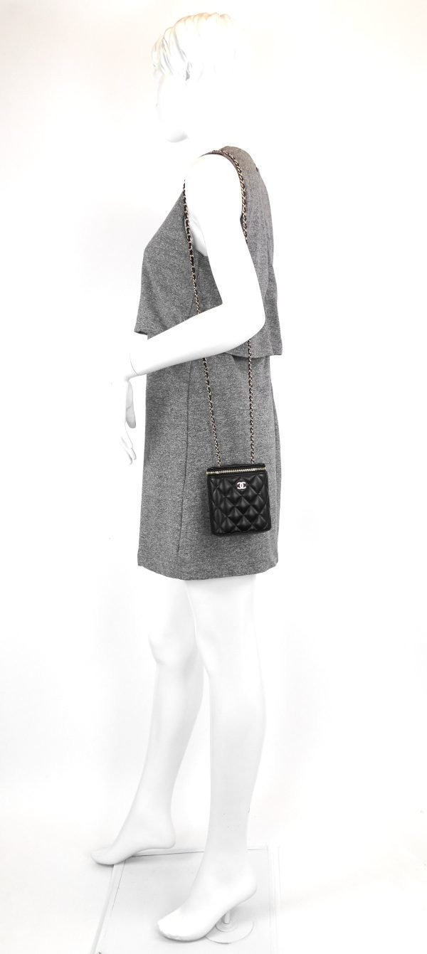 Classic Vanity with Chain Matelassé Lambskin Crossbody Bag - Image 13