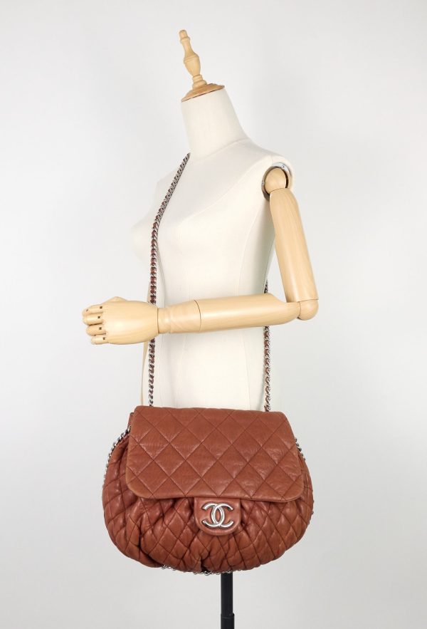 Chain Around Large Calfskin Leather Flap Bag - Image 16