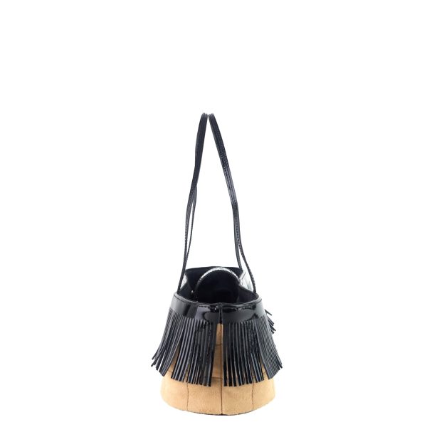 Suede and Patent Leather Mini Fringe Handbag - Image 3