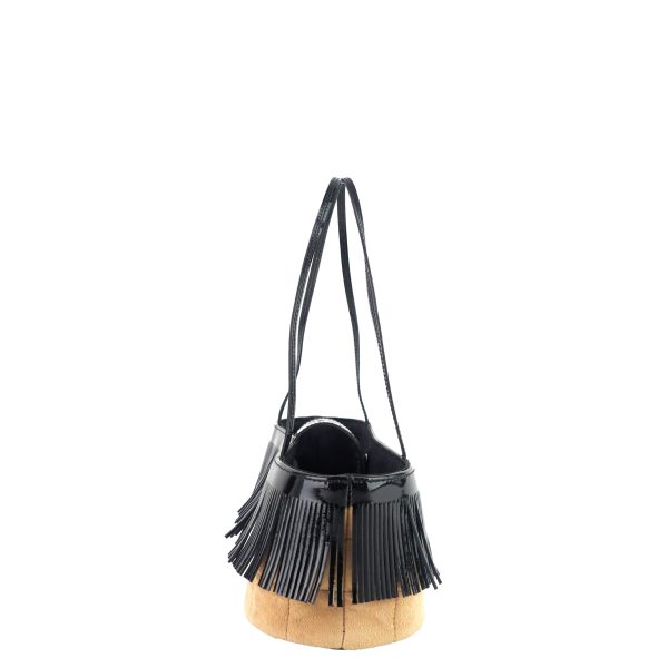 Suede and Patent Leather Mini Fringe Handbag - Image 4
