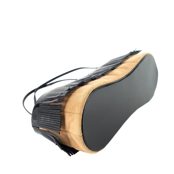 Suede and Patent Leather Mini Fringe Handbag - Image 9