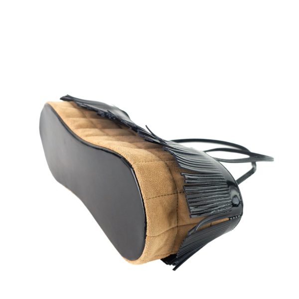 Suede and Patent Leather Mini Fringe Handbag - Image 6