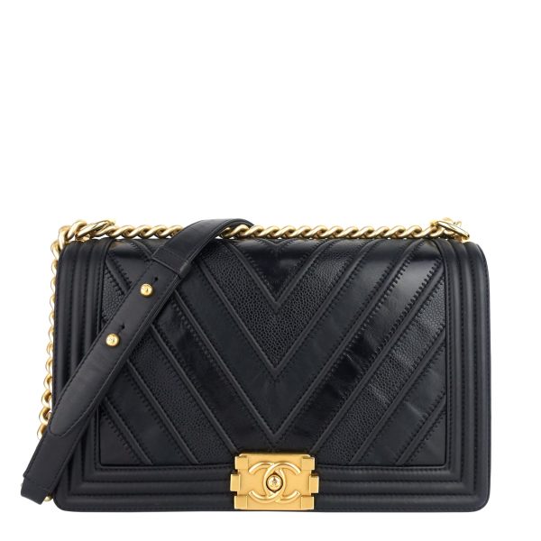 Boy Chevron Mixed Leather New Medium Bag