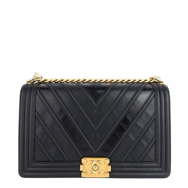 Boy Chevron Mixed Leather New Medium Bag - Image 2