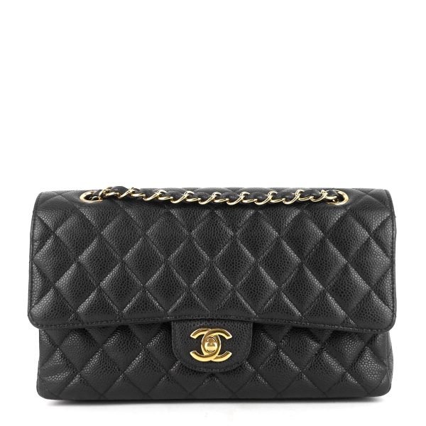 Double Flap Quilted Caviar Leather Bag