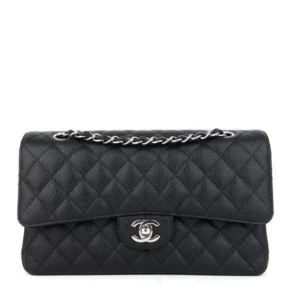 Double Flap Quilted Caviar Leather Bag