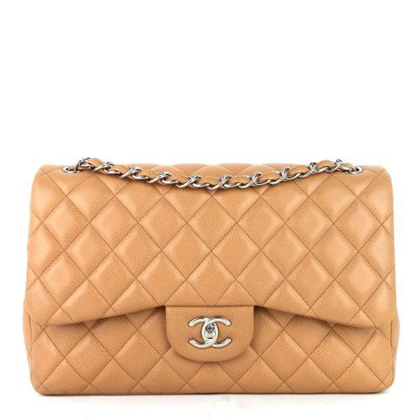 Double Flap Quilted Caviar Leather Bag