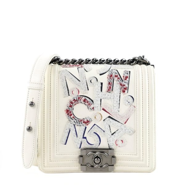 No 5 Graffiti Lambskin Leather Boy Bag