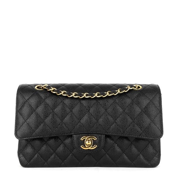 Double Flap Quilted Caviar Leather Bag