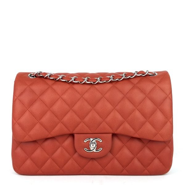 Double Flap Quilted Caviar Leather Bag