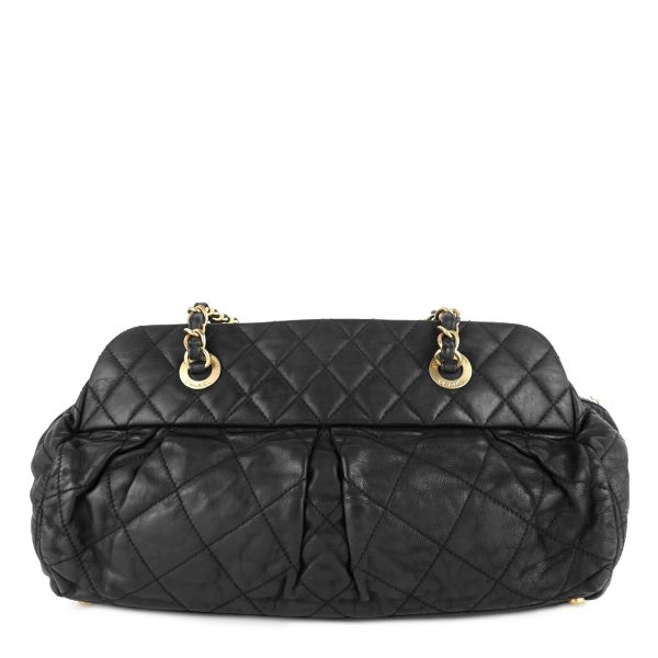 Chic Quilted Iridescent Calfskin Leather Bowling Bag - Image 3