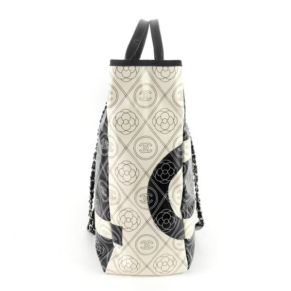 Coated Canvas Camellia Large Shopping Tote Bag - Image 3