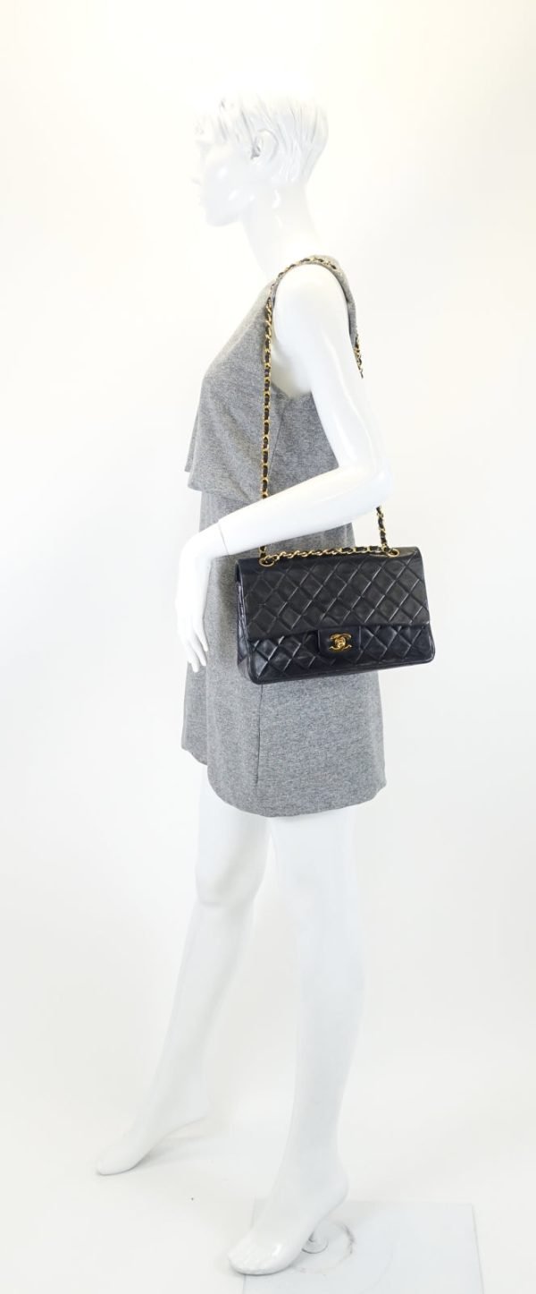 Double Flap Quilted Lambskin Leather Bag - Image 14