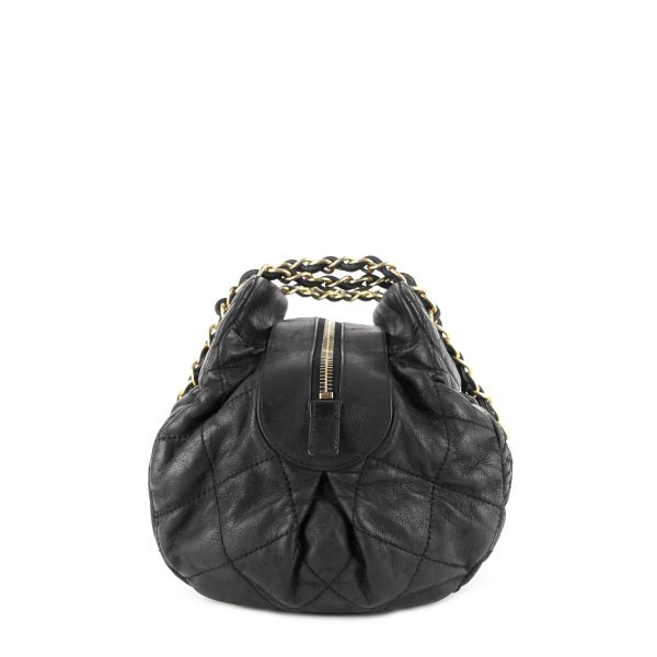 Chic Quilted Iridescent Calfskin Leather Bowling Bag - Image 5