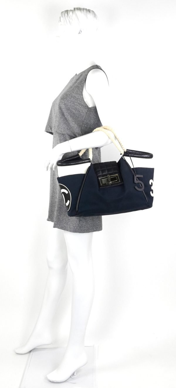 Cruise Rope Canvas and Leather Cabas Tote Bag - Image 9