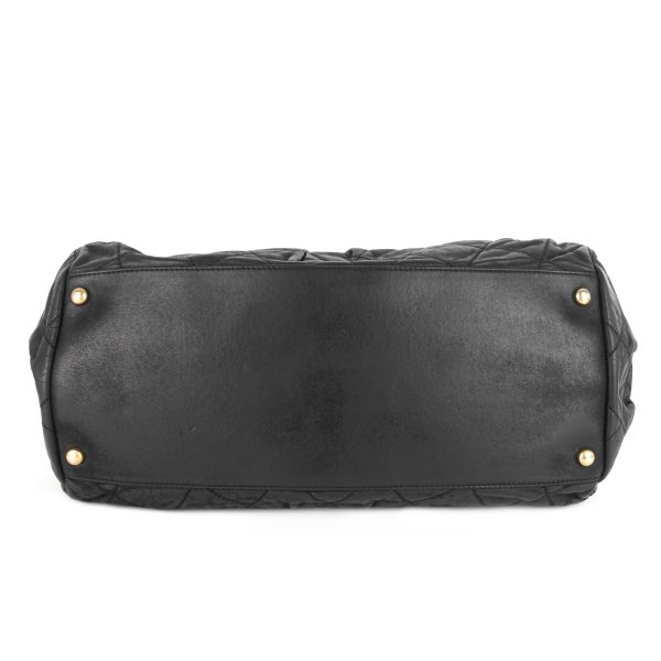 Chic Quilted Iridescent Calfskin Leather Bowling Bag - Image 6