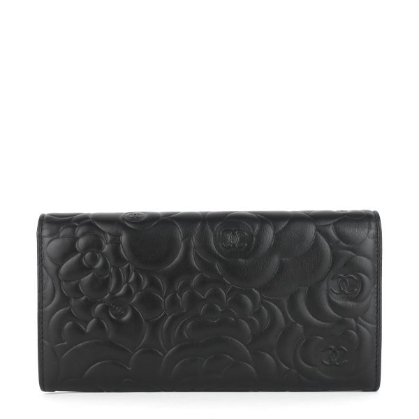 Embossed Camellia Lambskin Flap Wallet - Image 2