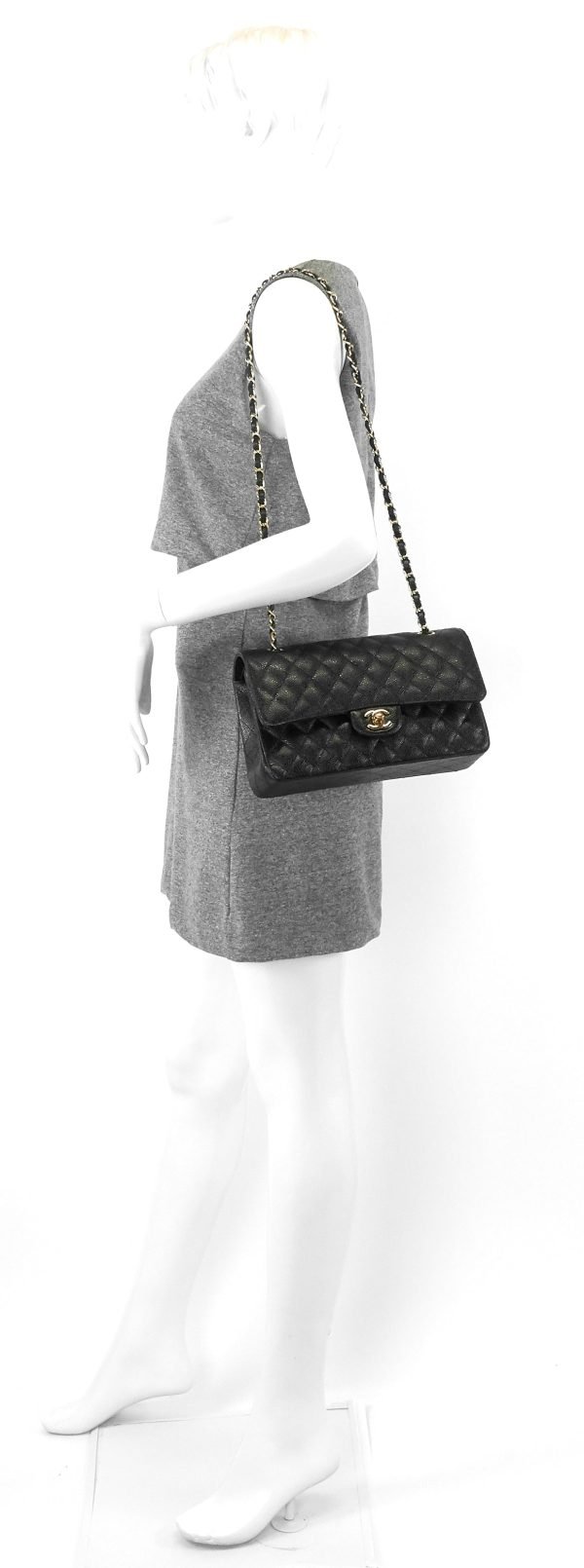 Double Flap Quilted Caviar Leather Bag - Image 8