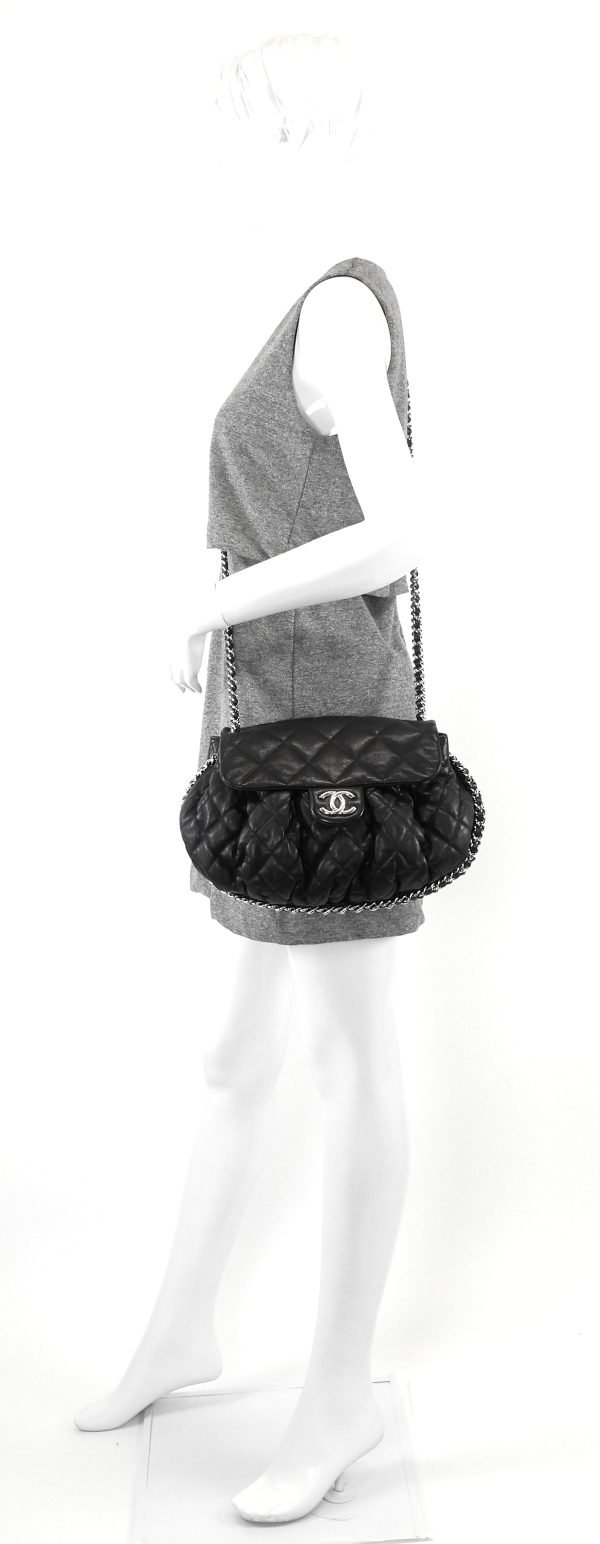 Chain Around Large Lambskin Leather Messenger Bag - Image 10