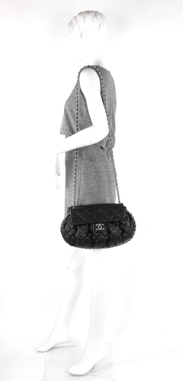 Chain Around Large Lambskin Leather Flap Bag - Image 9