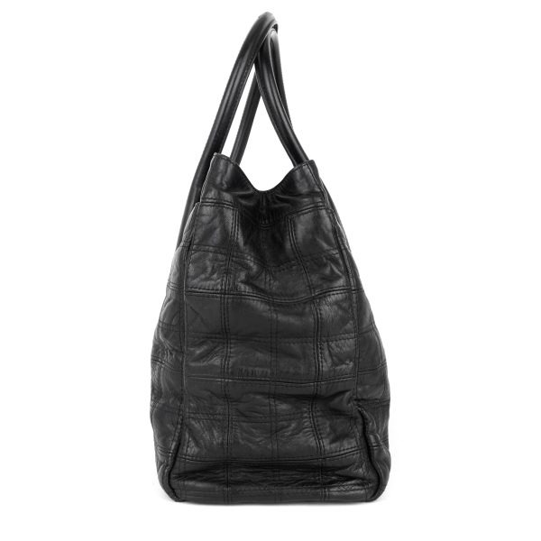 Square Stitch LAX Lambskin Leather Tote Bag - Image 3