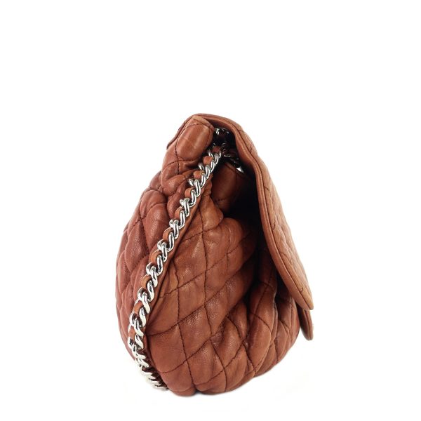 Chain Around Large Calfskin Leather Flap Bag - Image 4