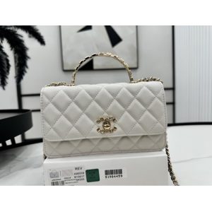 A96059 Chanel 24C cosmetic cross-body bag with rhinestone handles lambskin