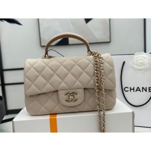 AS2431 color block sheepskin Chanel classic diamond flap bag