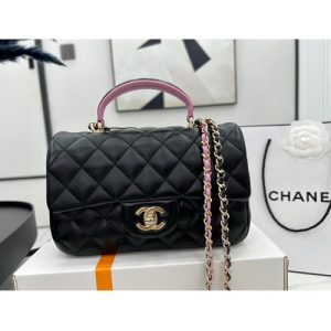 AS2431 color block sheepskin Chanel delicate sheepskin, embellishment handbag