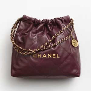 Chanel 22 Small Handbag Dark Burgundy AS3260