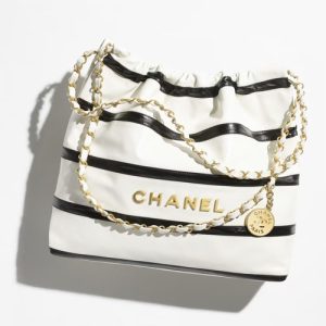 Chanel 22 Small Handbag White & Black AS3260